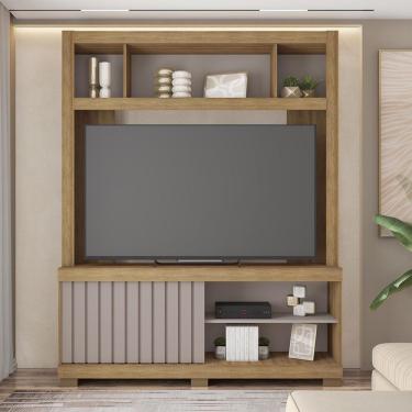 Imagem de Estante Tv 60 Pol 160cm Sala De Estar Ravik C01 - D'rossi Cor Bege Amarelado/cinza