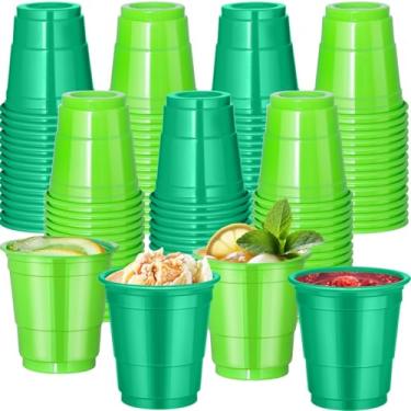 Imagem de cssopenss 120 peças de copos de dose do dia de São Patrício de 59 ml, copos de plástico verde, copos de shot do dia de São Patrício para degustações de bebidas, lanches servidos, degustações e