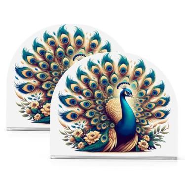 Imagem de Um lindo porta-guardanapos de pavão para mesas de papel porta-guardanapos de coquetel para cozinha e jantar, dispensador de guardanapo de jantar acrílico para restaurante, decoração de casa
