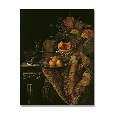 Imagem de NHLDZYH Decoração para cozinha - quadro vintage de ainda vida com frutas - réplica de óleo em tela - estilo campestre e aconchegante. D52. 80 x 105 cm. Apenas tela
