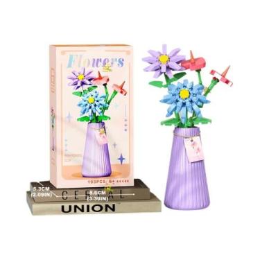 Imagem de Brinquedo De Blocos Mini Modelo Rosa Girassol HUIQIBAO MOC Buquê De Fl