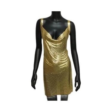 Imagem de Vestido Mini Feminino Sexy Com Lantejoulas Metálicas, Decote Halter E 