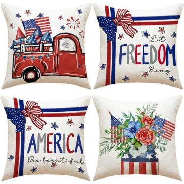 Imagem de Conjunto de fronhas de 4 de julho Patriotic Truck Fireworks x4 - Yiwei