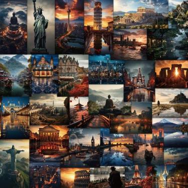 Imagem de Pacote de adesivos World Travel Landmark, 50 unidades à prova d'água -