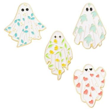 Imagem de Conjunto de broches com padrão colorido de coração floral fantasma - y