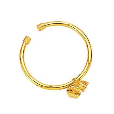 Imagem de Pulseira de folha de lótus vietnamita banhada a ouro e vagem - yiweisa