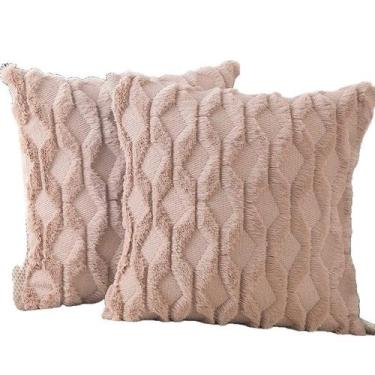 Imagem de Capa de travesseiro de pelúcia estilo nórdico, cor sólida, 45x45cm - y