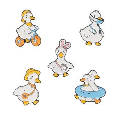 Imagem de Conjunto de broches Cute Duck Cartoon White Duck Enamel - Yiweisai