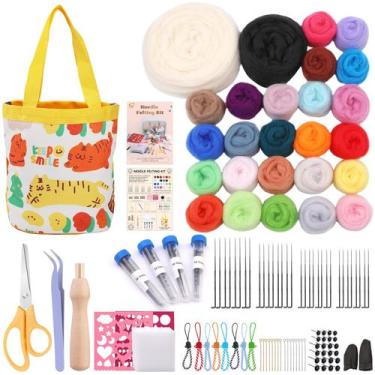 Imagem de Kit de feltragem de agulhas Zulary para iniciantes com lã de 26 cores 