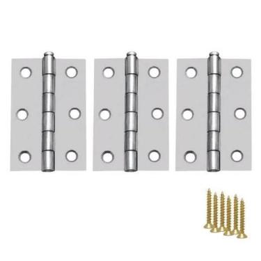 Imagem de Kit 3 Dobradiça Zincada Com Parafuso Porta De Madeira 3,8Cm - Hd Ferra