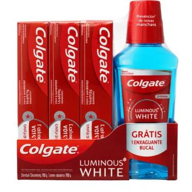 Imagem de Kit Colgate Luminous White Com 3 Creme Dental + Enxaguante
