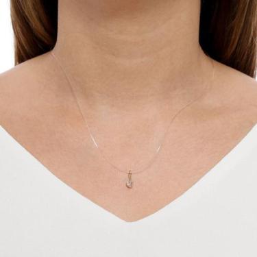 Imagem de Colar Gargantilha Fio de Nylon Ponto de Luz Coração Ouro 18K - Aea Joi