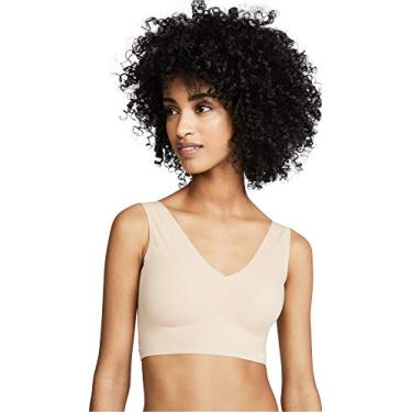 Imagem de Calvin Klein Sutiã feminino Invisibles confortável sem costura levemente forrado com gola V, Nu, PP