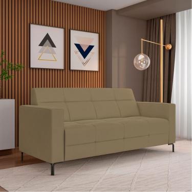 Imagem de Sofá Living Decorativo Houston 2 Lugares 200cm Pés em Metal Veludo Bege Escuro G33 - Gran Belo