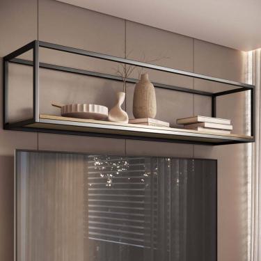 Imagem de Nicho Aéreo Industrial Ferro com Mdf Paris Freijó/Preto