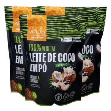 Imagem de Kit 3 Leite de Coco em Pó 100 Vegetal Vegano Sem Lactose 907g - Wood S