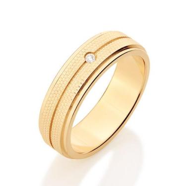 Imagem de Aliança banhada a ouro com zircônia BRANCO 511990 Rommanel, Branco, 12
