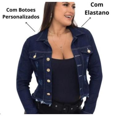 Imagem de Jaqueta Jeans Destroyed Desfiada - Providência Jeans, Azulescuro, M