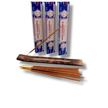 Imagem de Incenso Indiano Nag Champa Satya Sai Baba 3cxd15gr incensario regua - 