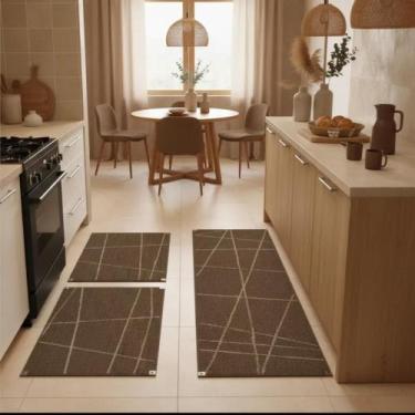 Imagem de kit tapete sisal sintético com passadeira e 2 tapetes - lancer