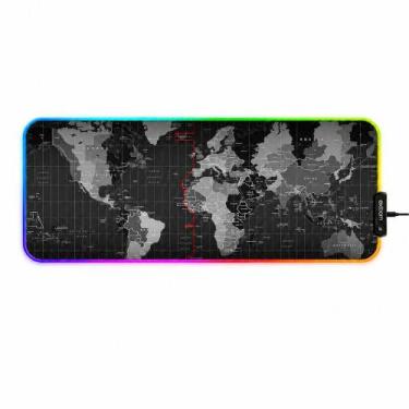 Imagem de Mousepad Gamer Exbom Mapa-Múndi Borda Led RGB 13 Cores 80x30cm Preto -