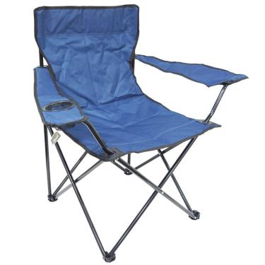Imagem de Cadeira Banco Banqueta Pesca Camping Praia com Apoio de Braço e Porta Copos Azul Importway IWCDC