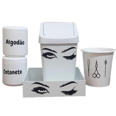 Imagem de Organizador de maquiagem sobrancelha c/lixeira branco