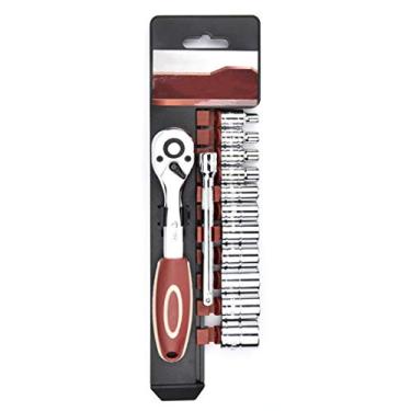 Imagem de HIOD Conjunto de soquetes de chave catraca métrica com chave de soquete de acionamento catraca de 72 dentes com função de liberação rápida inclui conjunto de soquetes conveniente de armazenamento de vários soquetes, 1/4 pol. - 13 peças