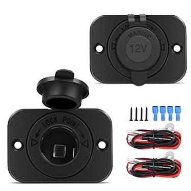 Imagem de Nilight Pacote com 2 soquetes de isqueiro de carro DC 12 V à prova d'água adaptador de tomada de energia substituição com terminais fios e parafusos para barco marinho, motocicleta, barco, carro,