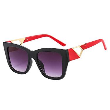 Imagem de Óculos de sol quadrados superdimensionados fashion feminino triângulo de metal de luxo designer óculos de sol para mulheres óculos uv400, preto vermelho cinza, tamanho único