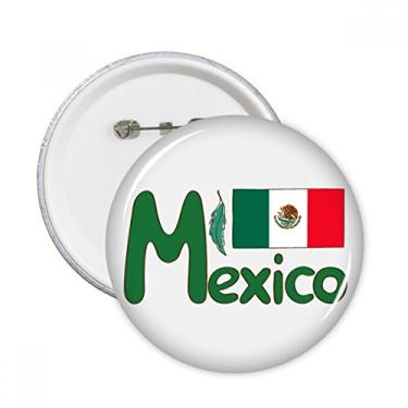 Imagem de Emblema de bandeira nacional do México com padrão verde e alfinetes redondos para decoração 5 peças