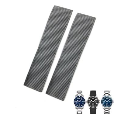 Imagem de CZKE 19mm 20mm 21mm pulseira de borracha para longines Master Conquest HydroConquest L3 preto cinza azul silicone pulseira de relógio à prova d'água (cor: cinza sem fivela, tamanho: 21mm)