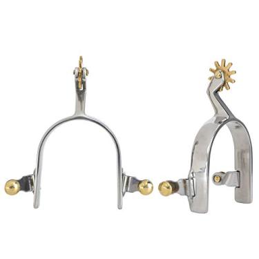 Imagem de Watris Veiyi 1 par de esporas de cavalo para homens e mulheres, esporões de aço inoxidável, acessórios de esporões sem ferrugem, esporões de cowboy tipo americano, engrenagem de equitação de esporões