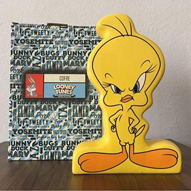 Imagem de Cofre Decorativo Looney Tunes Tweety Amarelo em Cerâmica - 26x6 cm