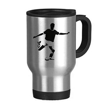 Imagem de Caneca de viagem de futebol de educação física com tampa flip em aço inoxidável copo de carro copo térmico