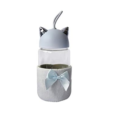 Imagem de GARRAFA DE VIDRO TOTORO BOTTLE COM CAPA DE VELUDO COM TAMPA E ALÇA (LILAS)