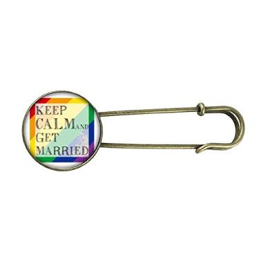 Imagem de LGBT broche de metal retrô com bandeira de arco-íris Get Married