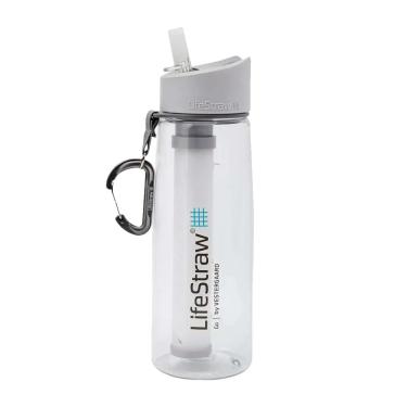 Imagem de LifeStraw Garrafa de filtro de água Go com canudo de filtro integrado de 2 estágios para caminhadas, mochilões e viagens, transparente