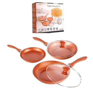 Imagem de Jogo De Panelas Cerâmica 5 Peças Fogão Indução Tampa Vidro - B2T