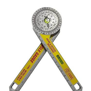 Imagem de TopHomer Serra de esquadria de aço inoxidável goniômetro de 360 graus com transferidor de design dobrável para carpinteiro de madeira faça você mesmo, trabalho de medição de encanadores