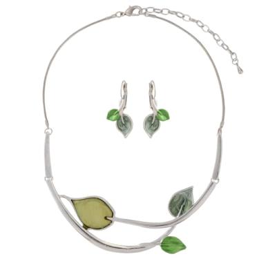 Imagem de Mycitta Conjunto de joias volumosas vintage retrô flor de folha floral geométrico boêmio boho babador colar conjunto de brincos moda bijuteria para mulheres meninas festa de casamento formatura , Resina Zinco, Zircônia cúbica