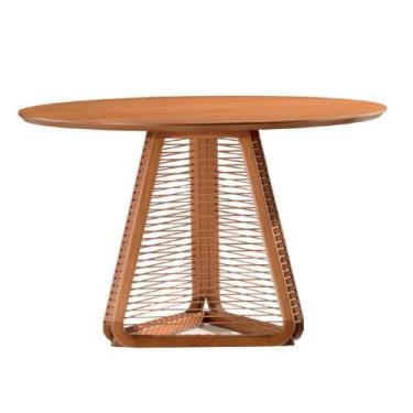 Imagem de Mesa de Jantar Coss Ozki 110 cm Madeira Eucalipto Cedro Redonda Corda 