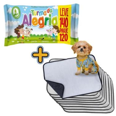 Imagem de Kit Higiene Pet com 1 Lenço Umedecido Turma da Alegria + 9 Tapetes Hig