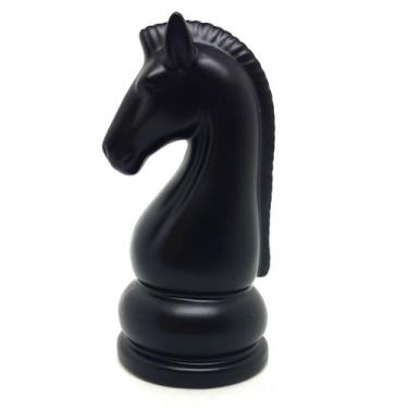 Imagem de Enfeite Peça de Xadrez em Porcelana Preta Cavalo 12cm - Flash