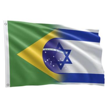 Imagem de Bandeira Israel e Brasil Grande 1,50 X 0,90 M - Fadrix