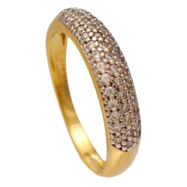 Imagem de Anel Aparador de Aliança com Zircônias Folheado em Ouro 18K Softjoias 