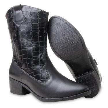 Imagem de Bota Texana Western Bordada Croco Feminina Tendencia Moda Ana Castela 