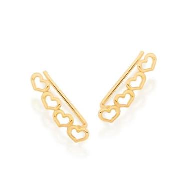 Imagem de Brincos Rommanel Fol Ear Cuff Corações Vazados 526493 121787, Dourado