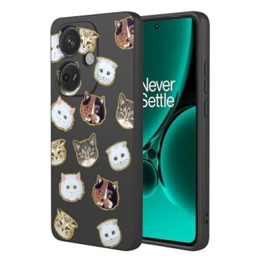 Imagem de KOARWVC Capa de telefone para OnePlus Nord CE3, Oppo K11 5G CPH2569 capa fofa com design de padrão de gato fino protetor macio TPU bumper capa de telefone para OnePlus Nord CE3 gato preto