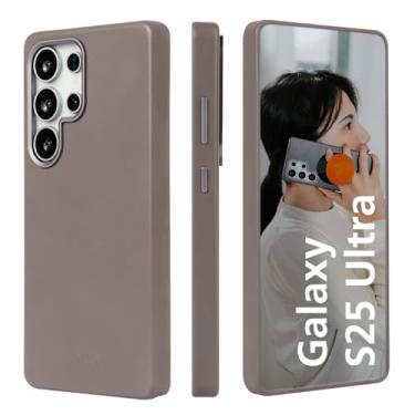 Imagem de alto Capa de couro magnética compatível com Samsung Galaxy S25 Ultra e MagSafe, capa protetora contra quedas de couro italiano série CLOP (S25 Ultra, cinza cimento, 6,9 polegadas, 2025)